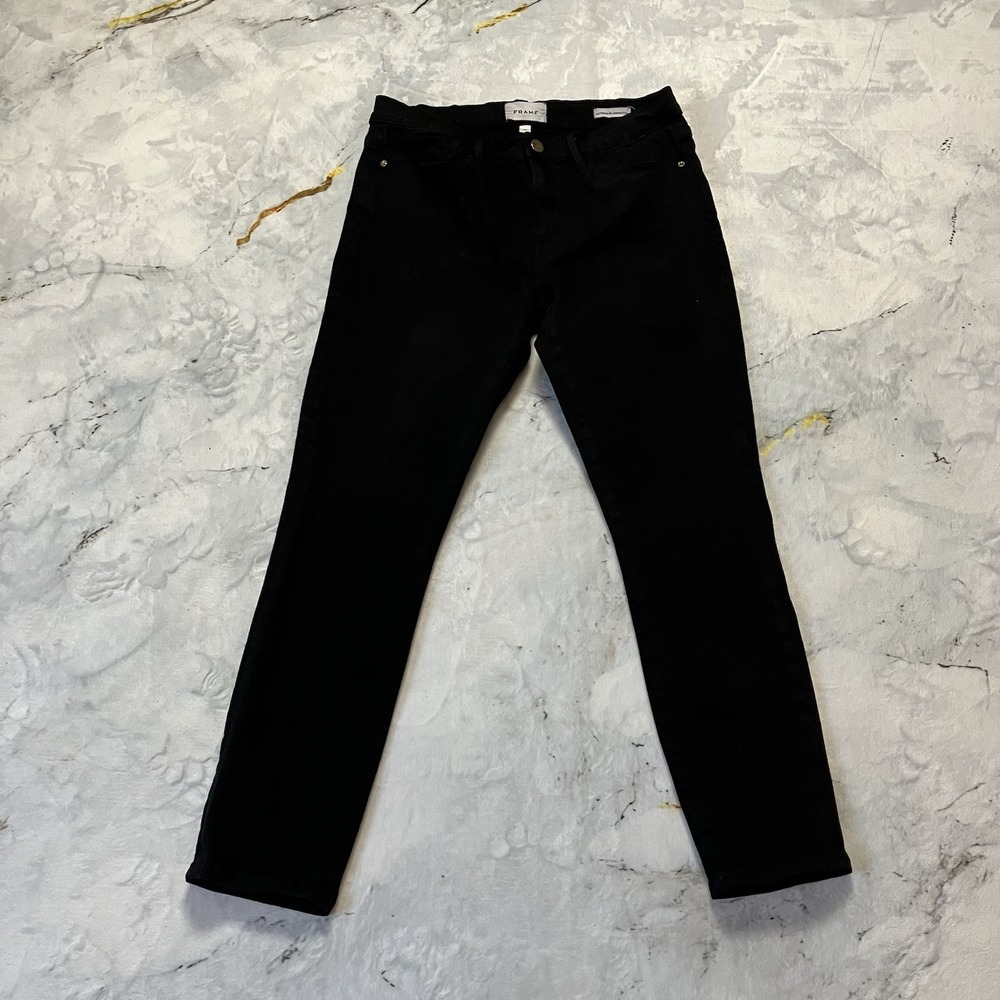 Frame Jeans Womens Size 31 Black Film Noir Le Skinny De Jeanne Crop